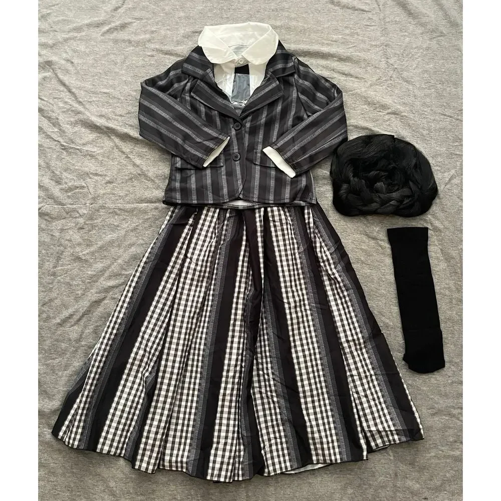 Newt Wednesday Uniform Kids Size 4-5 yrs- 110 Black White Halloween Costume
